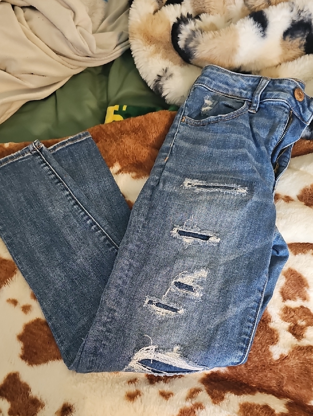American Eagle Distressed Jeans High-Rise Jeggings Crop Size 6